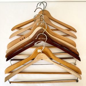 Lot Of 8 Misc Vintage‎ Curved Wood Suit Coat Clothing Hangers